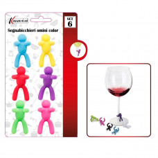 SEGNABICCHIERI 6 PZ OMINI COLOR IN SILICONE (24pz)